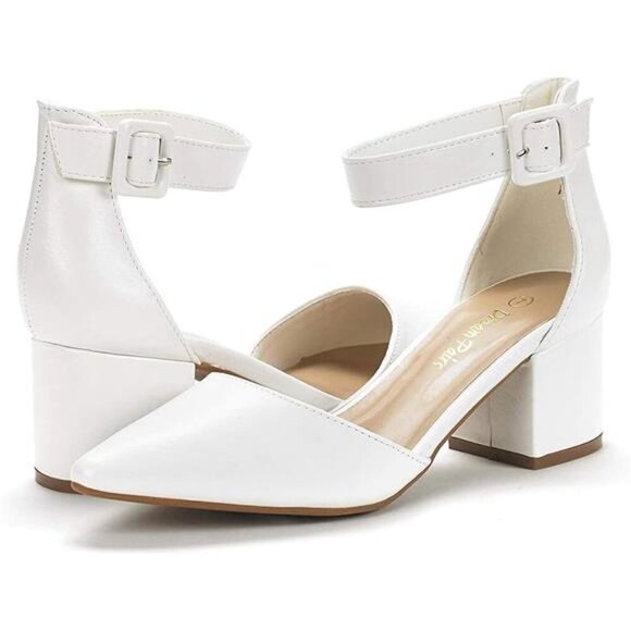 New In Box Womens Pointed Toe Low Chunky Heels Pump Shoes